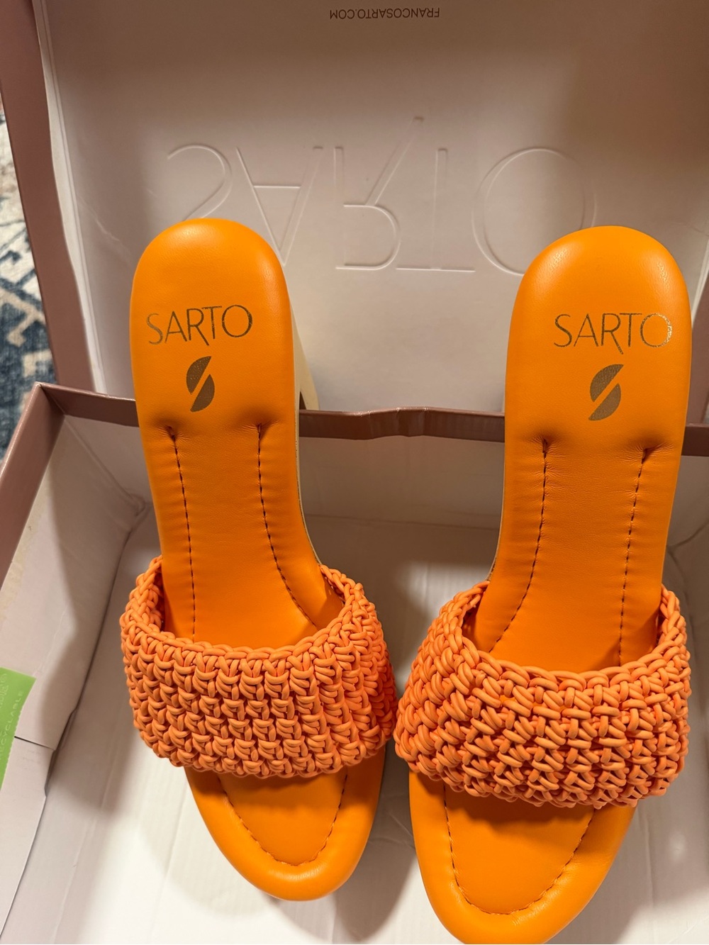 Franco Sarto Orange Braided Slide Mules